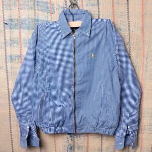 Custom upcycled polo harrington jacket